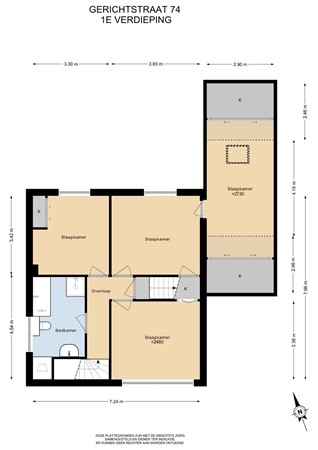 Floorplan - Gerichtstraat 74, 6171 TH Stein
